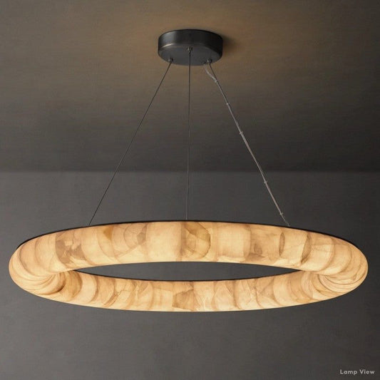 Rivage Lisse Alabaster Round Chandelier 41"