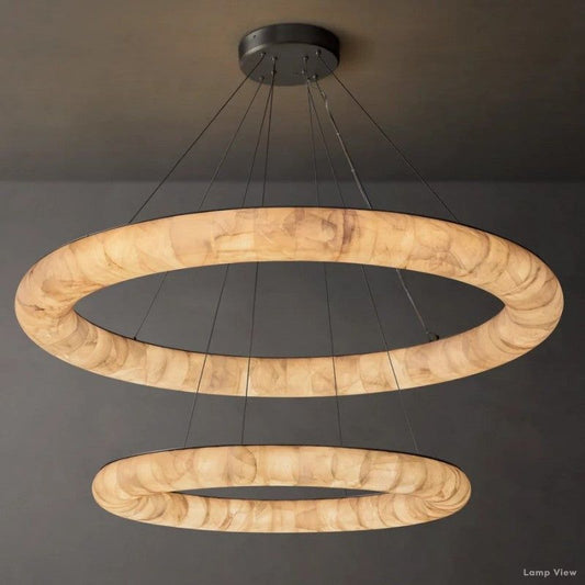 Rivage Lisse Alabaster Two-Tiered Round Chandelier 61"