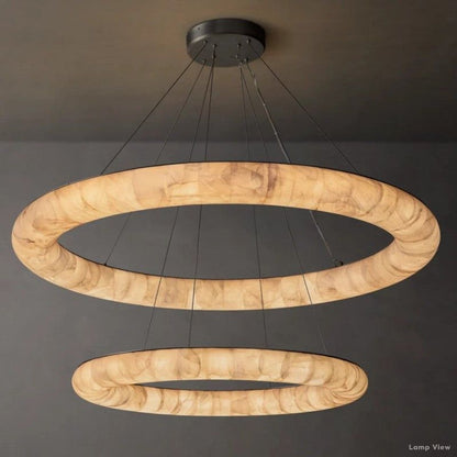 Rivage Lisse Alabaster Two-Tiered Round Chandelier 61"