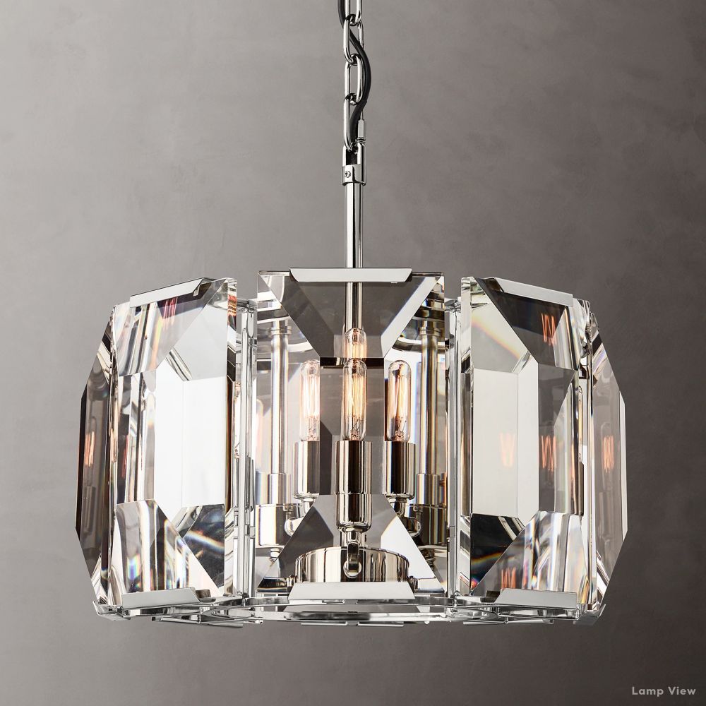 Harlow Mitered Crystal Round Chandelier 19"