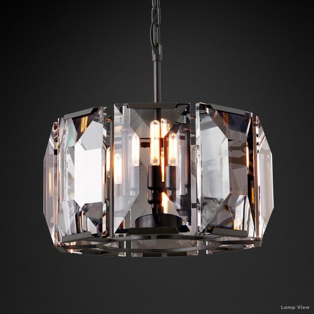 Harlow Mitered Crystal Round Chandelier 19"