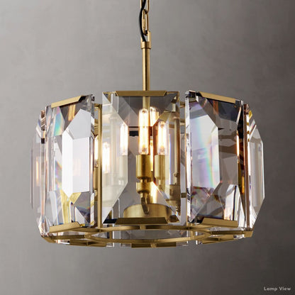Harlow Mitered Crystal Round Chandelier 19"