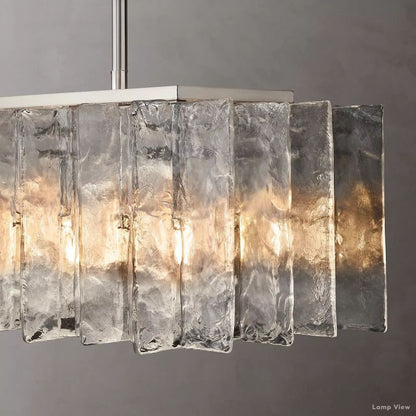 Lattice Cast Glass Rectangular Chandelier 49"