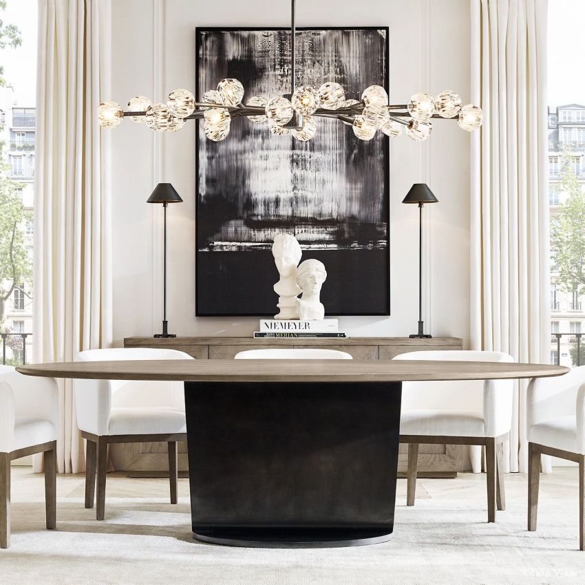 Boule Spherical Cristal Oval Chandelier 72"