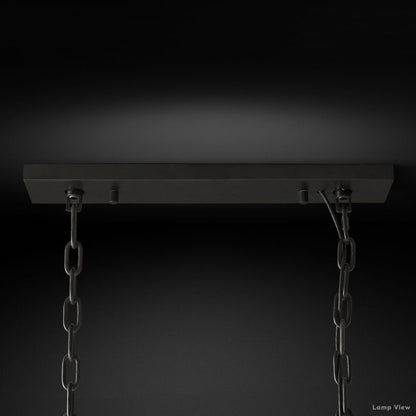 Odeon Fringed Crystal Rectangular Chandelier 49"