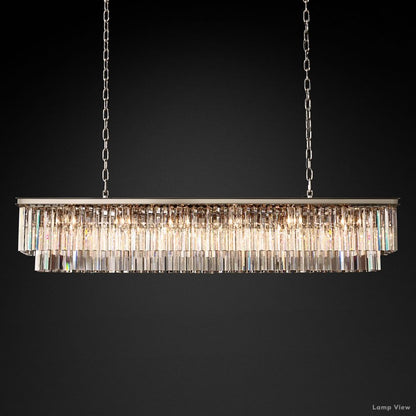 Odeon Fringed Crystal Rectangular Chandelier 72"