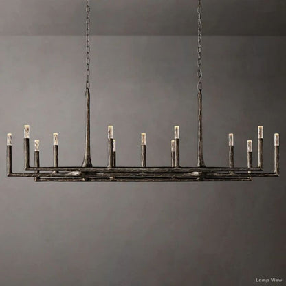 Thaddeus Forged Metal Linear Chandelier 72"