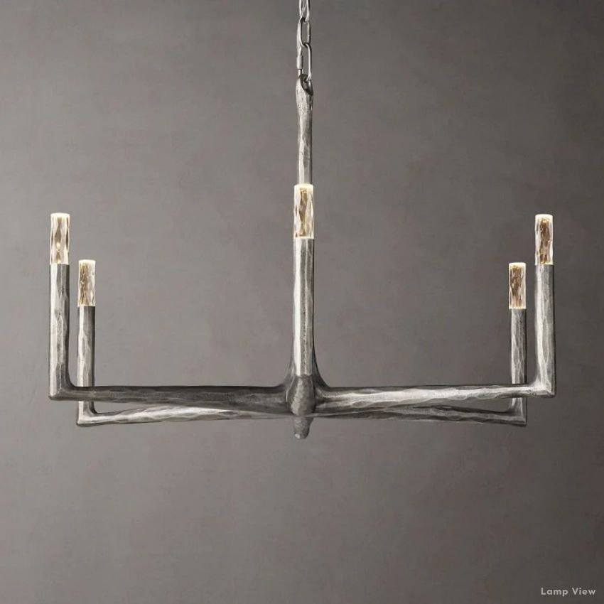 Thaddeus Forged Metal Round Chandelier 36"