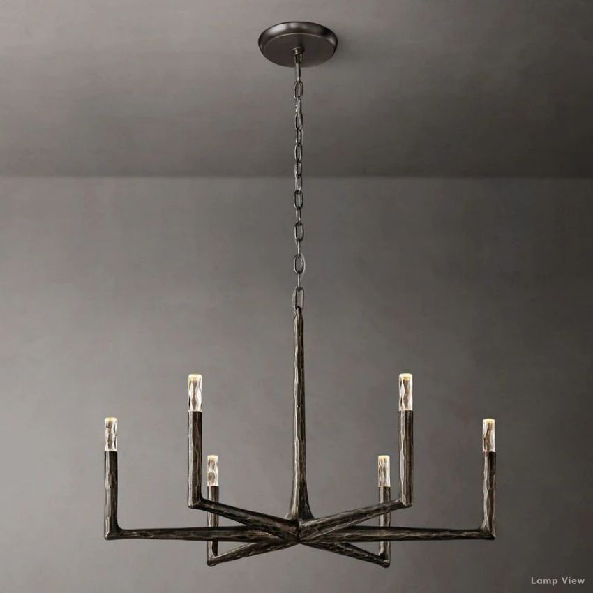 Thaddeus Forged Metal Round Chandelier 36"