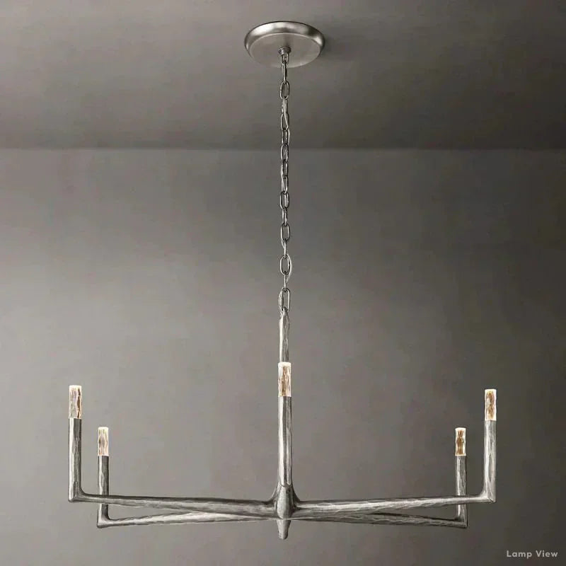 Thaddeus Forged Metal Round Chandelier 48"