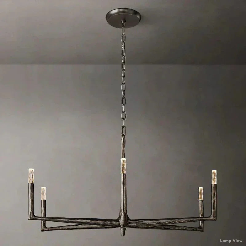 Thaddeus Forged Metal Round Chandelier 48"