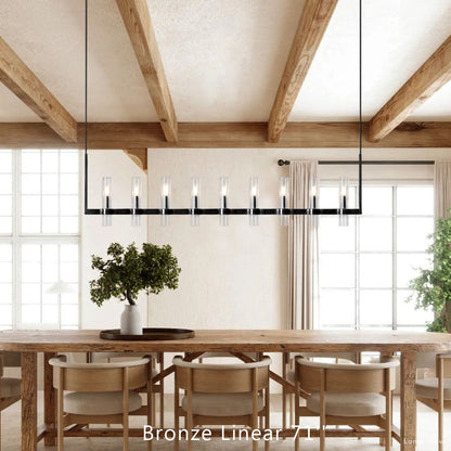 Ravelle Clear Glass Linear Chandelier 73"