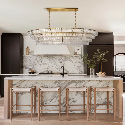 Ghiaccio Artisanal Glass Oval Chandelier