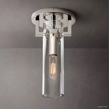 Machinist Glass Cylinder Flush Mount