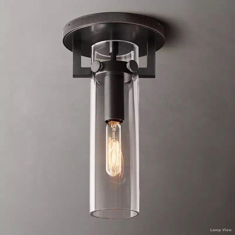 Machinist Glass Cylinder Flush Mount